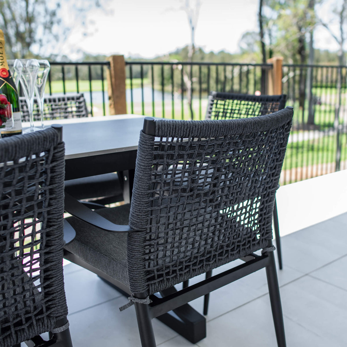 best-outdoor-furniture-Vienna Rope Malibu - 7pce (150x80) - Outdoor Dining Set #color_BLACK