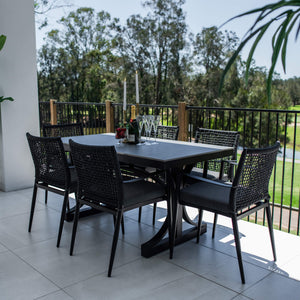 best-outdoor-furniture-Vienna Rope Malibu - 7pce (150x80) - Outdoor Dining Set #color_BLACK