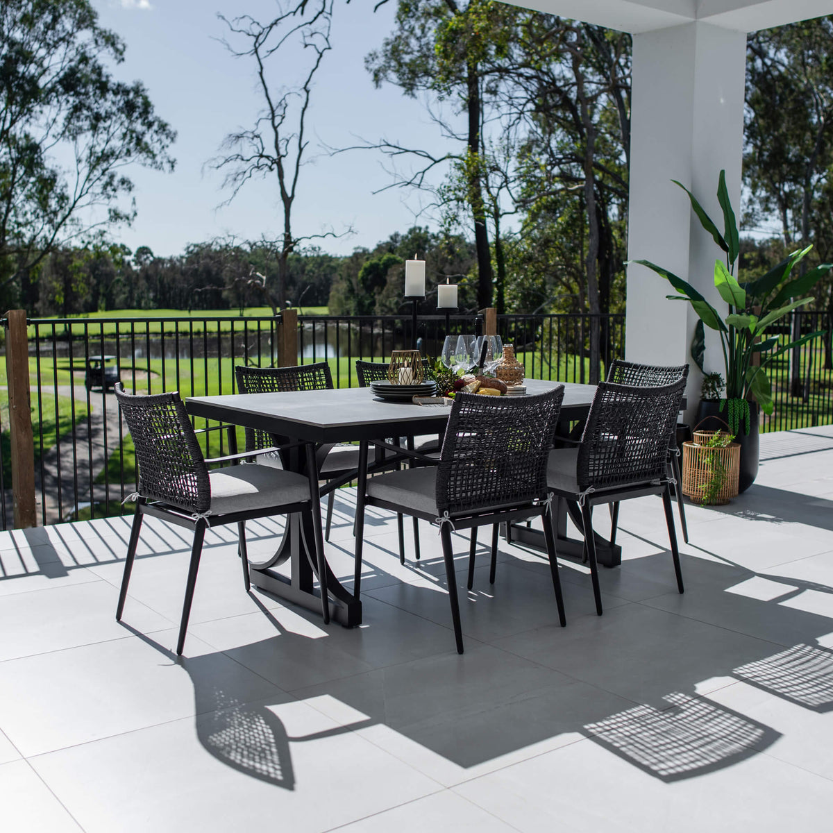 best-outdoor-furniture-Vienna Rope Malibu - 7pce (180x100) - Outdoor Dining Set #color_BLACK