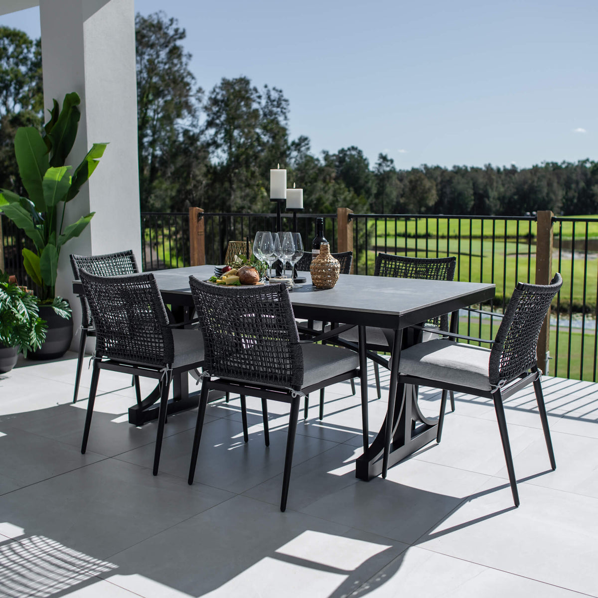 best-outdoor-furniture-Vienna Rope Malibu - 7pce (180x100) - Outdoor Dining Set #color_BLACK