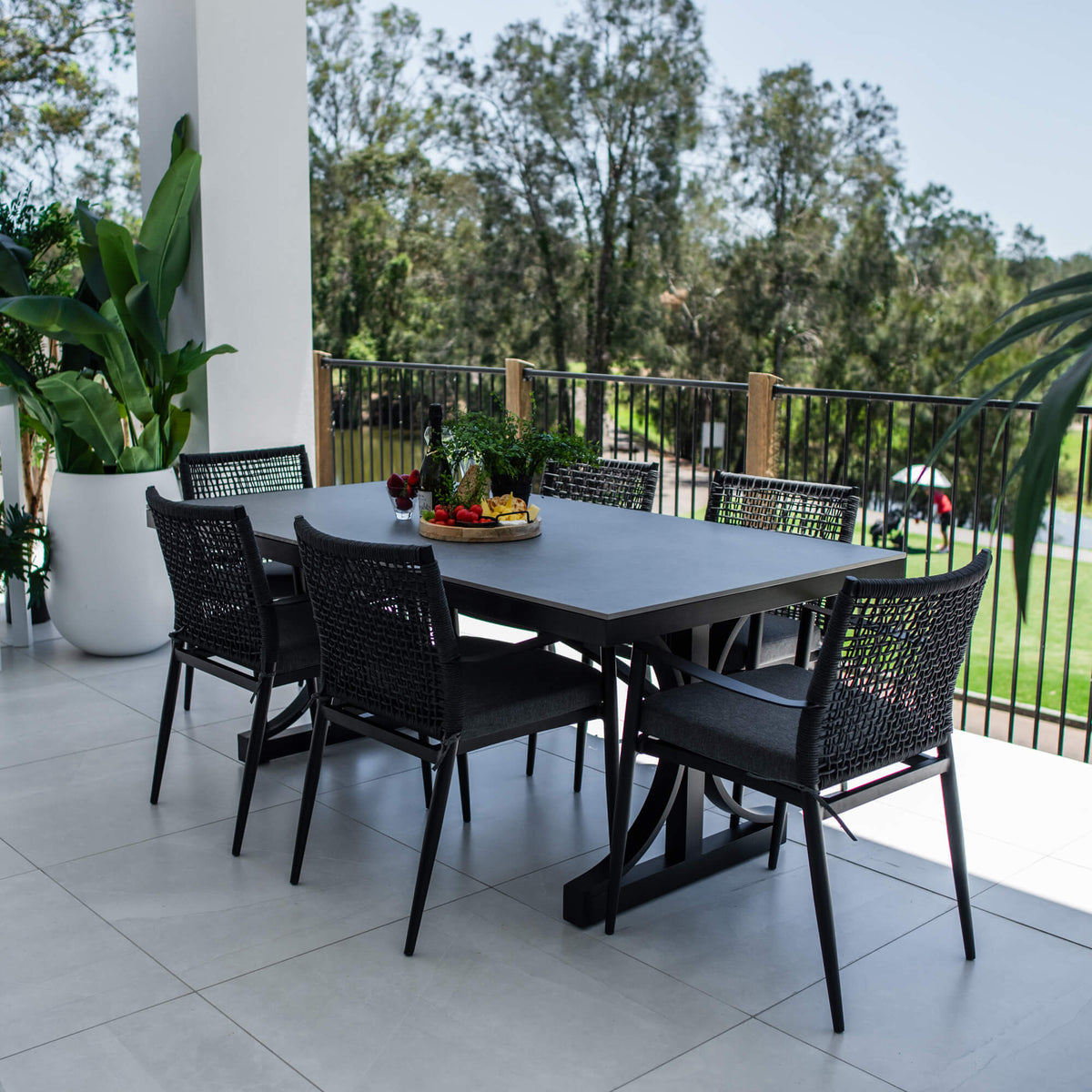 best-outdoor-furniture-Vienna Rope Malibu - 7pce (180x100) - Outdoor Dining Set #color_BLACK