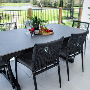 best-outdoor-furniture-Vienna Rope Malibu - 7pce (180x100) - Outdoor Dining Set #color_BLACK