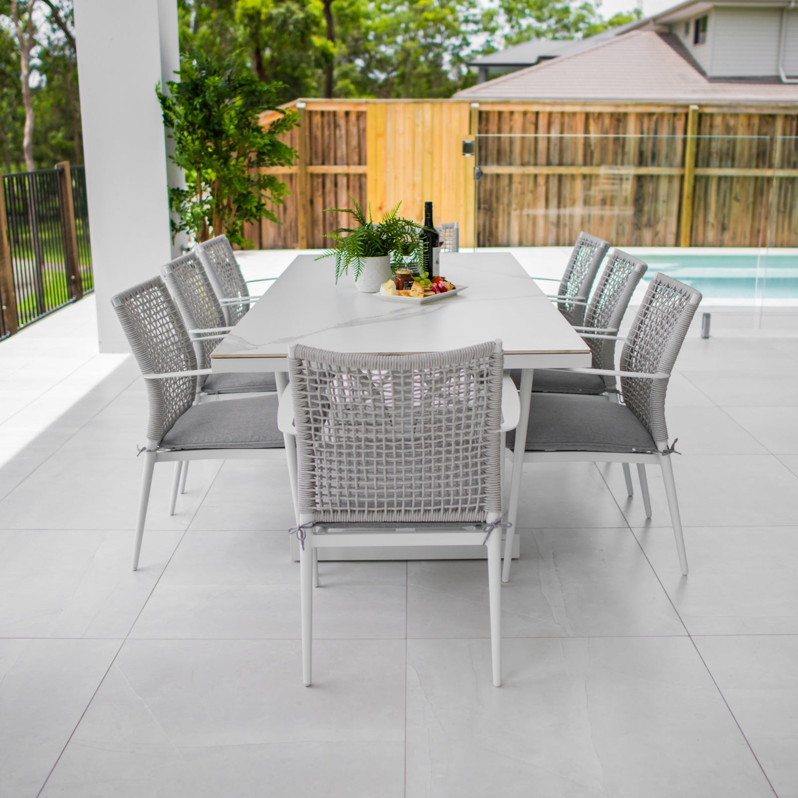 best-outdoor-furniture-Vienna Rope - Sinter Coastmoon - 9pce Outdoor Dining Set (215cm) WhiteTop on White Frame #color_WHITE