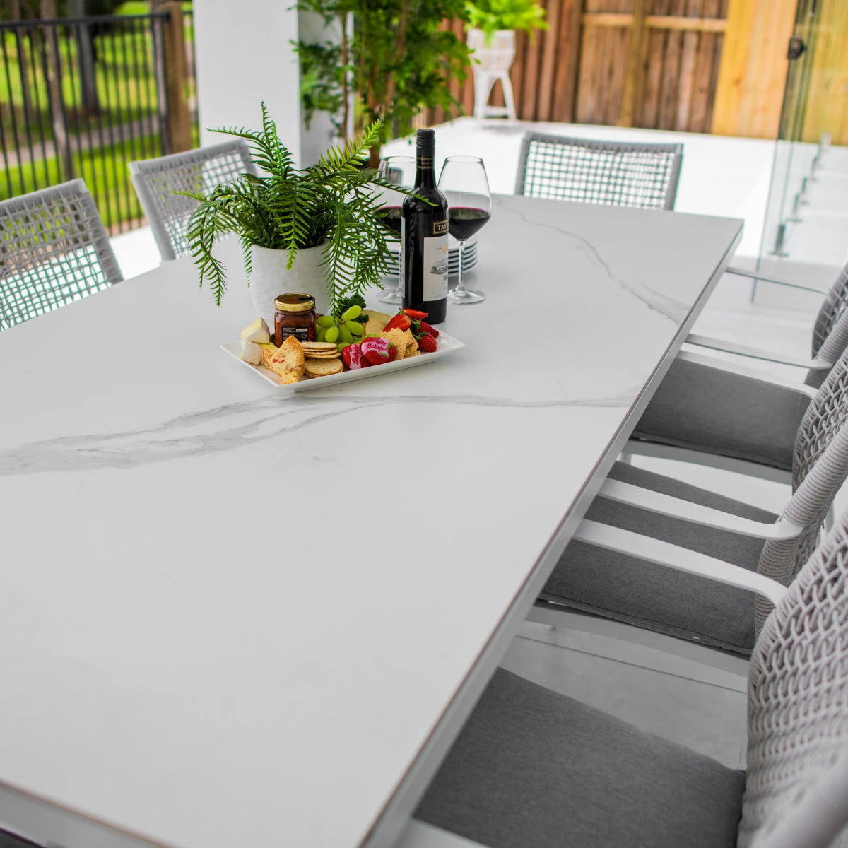 best-outdoor-furniture-Vienna Rope - Sinter Coastmoon - 9pce Outdoor Dining Set (215cm) WhiteTop on White Frame #color_WHITE