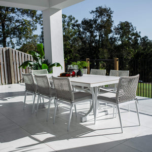 best-outdoor-furniture-Vienna Rope - Sinter Coastmoon - 9pce Outdoor Dining Set (215cm) WhiteTop on White Frame #color_WHITE
