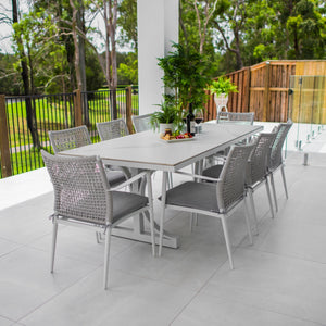 best-outdoor-furniture-Vienna Rope - Sinter Coastmoon - 9pce Outdoor Dining Set (215cm) WhiteTop on White Frame #color_WHITE