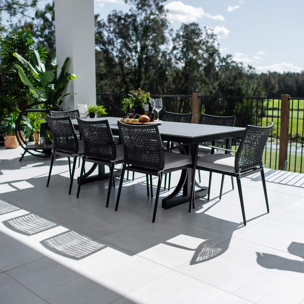 best-outdoor-furniture-Vienna Rope - Sinter Coastmoon - 9pce Outdoor Dining Set (215cm) WhiteTop on White Frame #color_BLACK