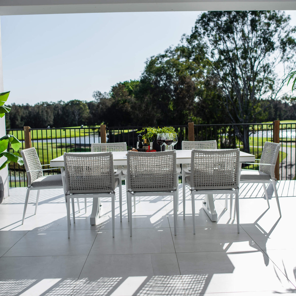best-outdoor-furniture-Vienna Rope - Sinter Coastmoon - 9pce Outdoor Dining Set (215cm) WhiteTop on White Frame #color_WHITE