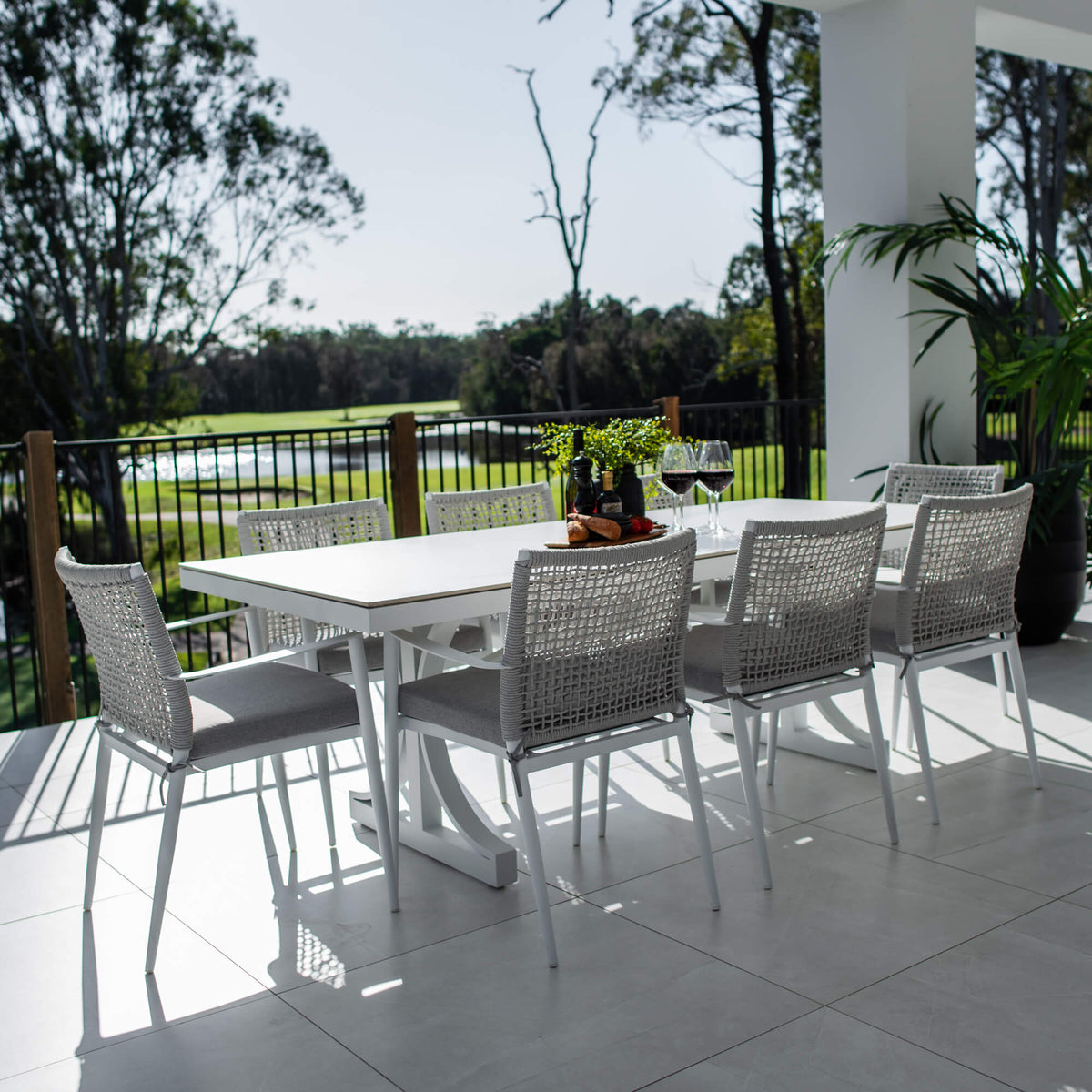 best-outdoor-furniture-Vienna Rope - Sinter Coastmoon - 9pce Outdoor Dining Set (215cm) WhiteTop on White Frame #color_WHITE