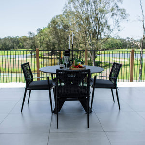 best-outdoor-furniture-Vienna Rope Malibu Round - 5pce (120x120) - Outdoor Dining Set #color_BLACK