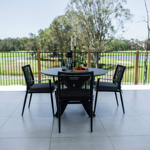 best-outdoor-furniture-Vienna Rope Malibu Round - 5pce (120x120) - Outdoor Dining Set #color_BLACK