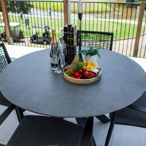 best-outdoor-furniture-Vienna Rope Malibu Round - 5pce (120x120) - Outdoor Dining Set #color_BLACK