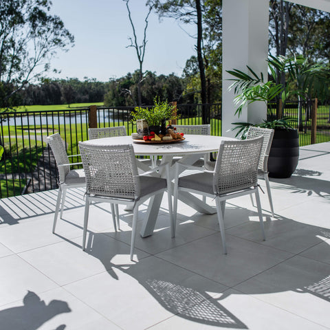 Vienna Rope Malibu Round - 7pce (150x150) - Outdoor Dining Set