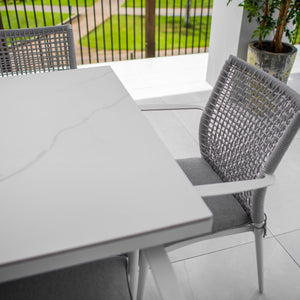 best-outdoor-furniture-Vienna Rope - Sinter Coastmoon - 9pce Outdoor Dining Set (215cm) WhiteTop on White Frame