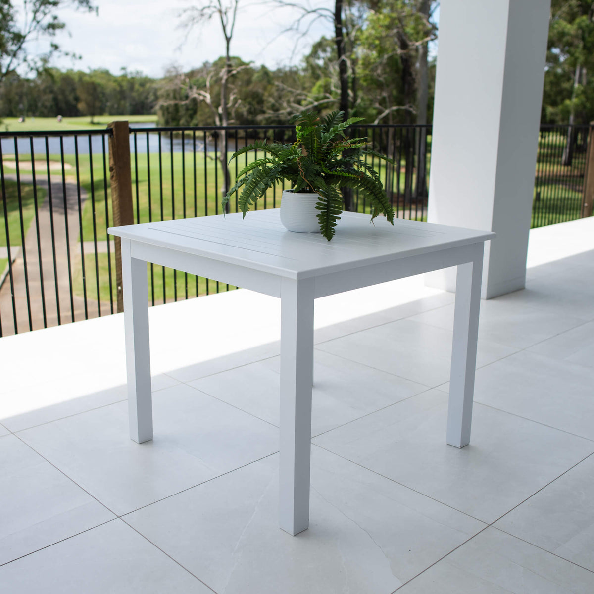 best-outdoor-furniture-Aluminium Slat - Outdoor Table (90x90cm) #color_WHITE