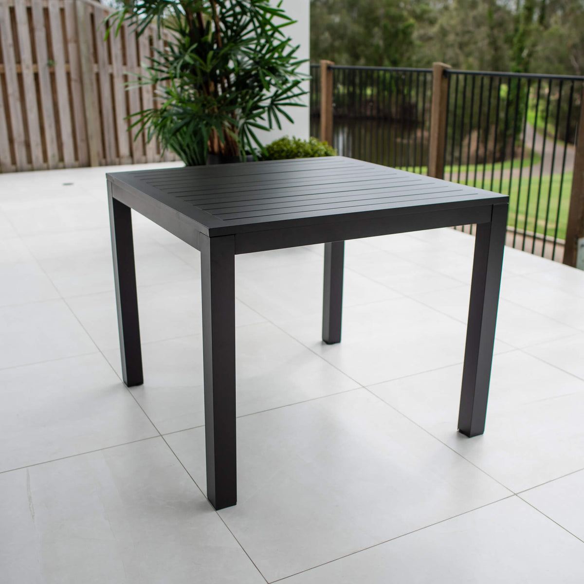 best-outdoor-furniture-Aluminium Slat - Outdoor Table (90x90cm) #color_BLACK
