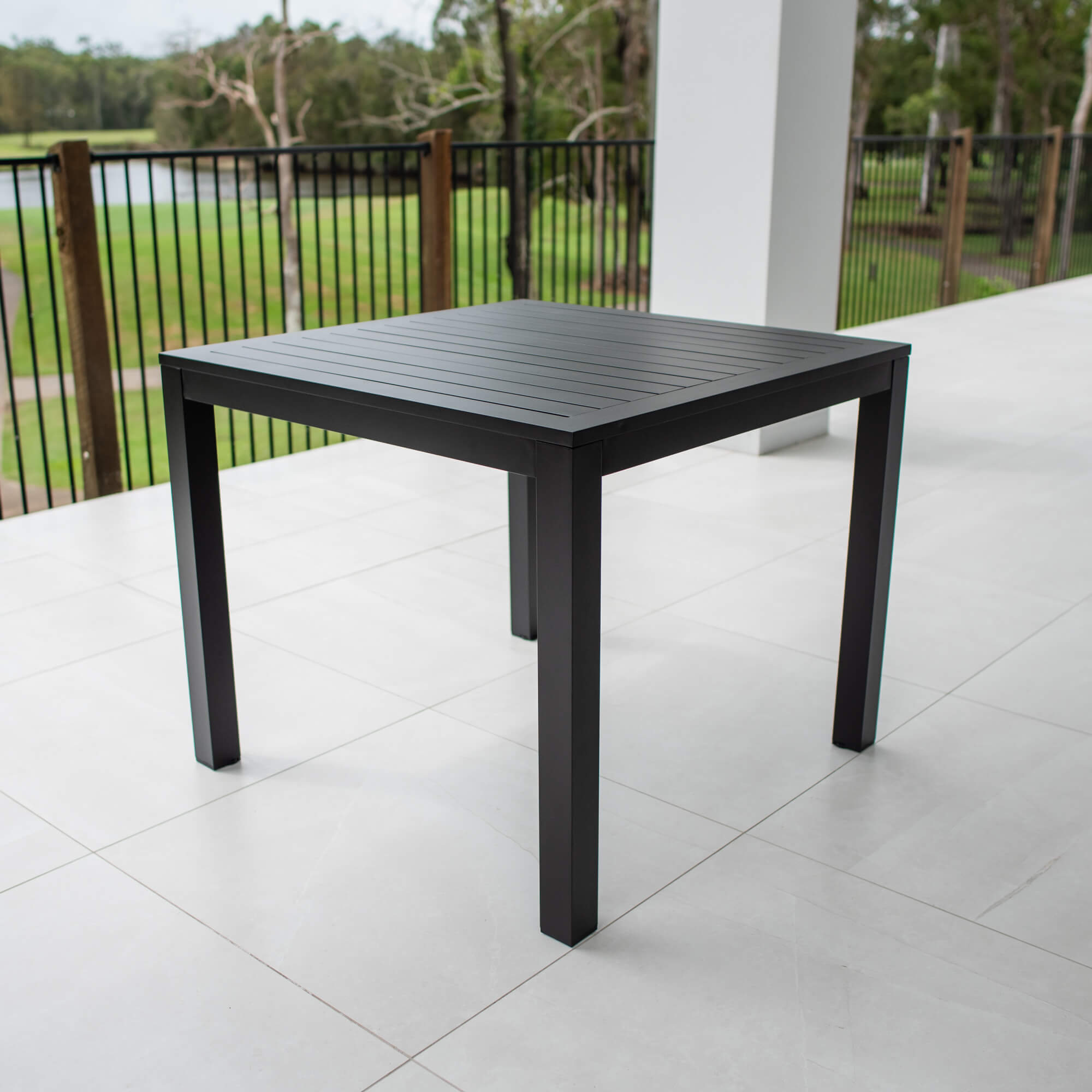best-outdoor-furniture-Aluminium Slat - Outdoor Table (90x90cm) #color_BLACK