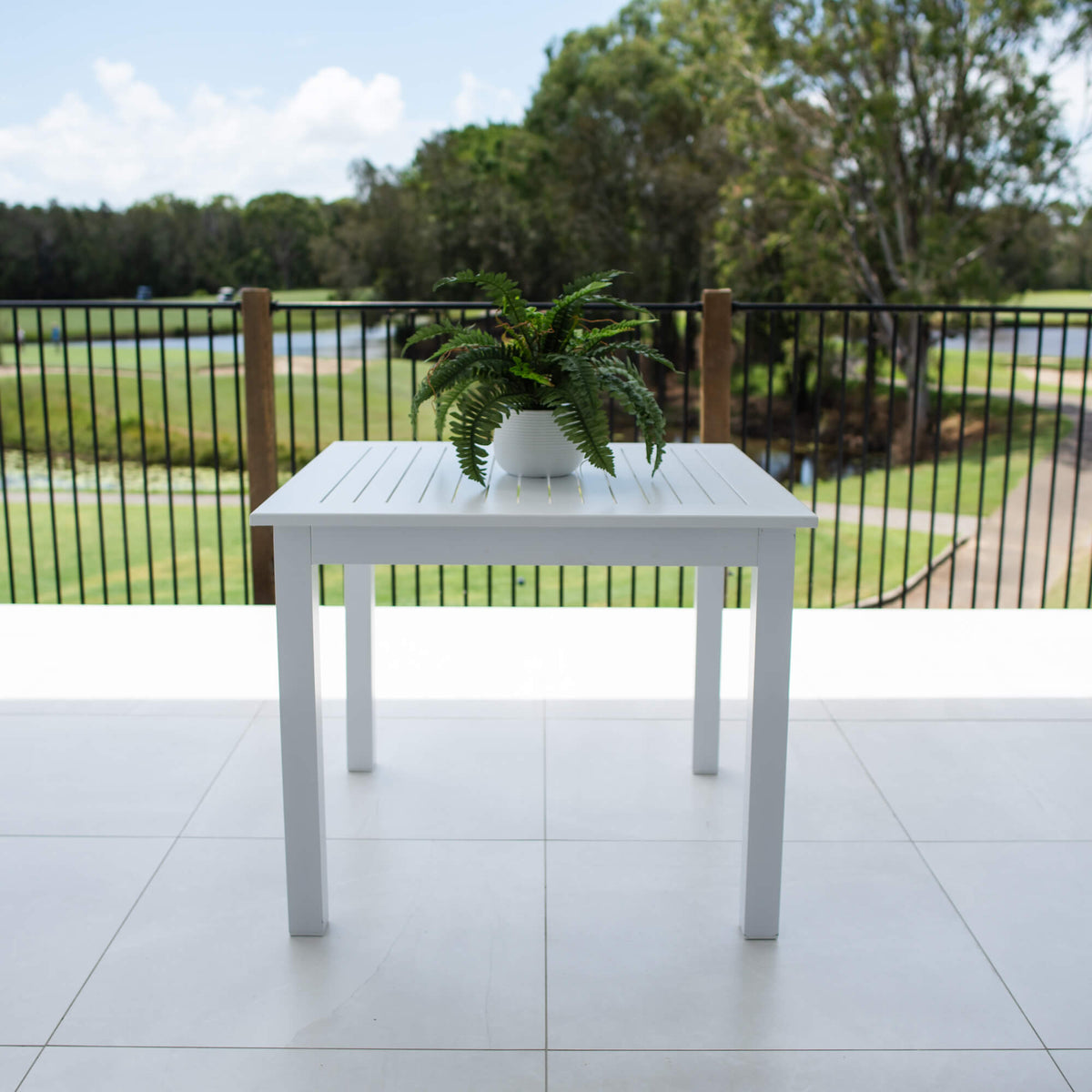 best-outdoor-furniture-Aluminium Slat - Outdoor Table (90x90cm) #color_WHITE
