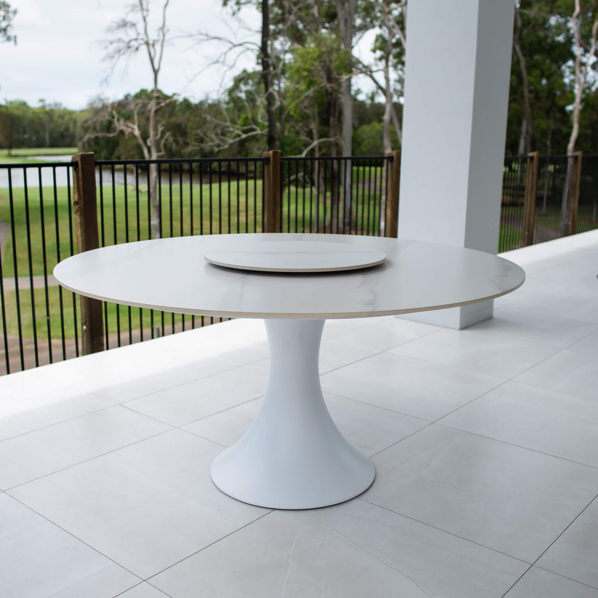 best-outdoor-furniture-Nice Round Sinterstone Table 150cm #color_WHITE