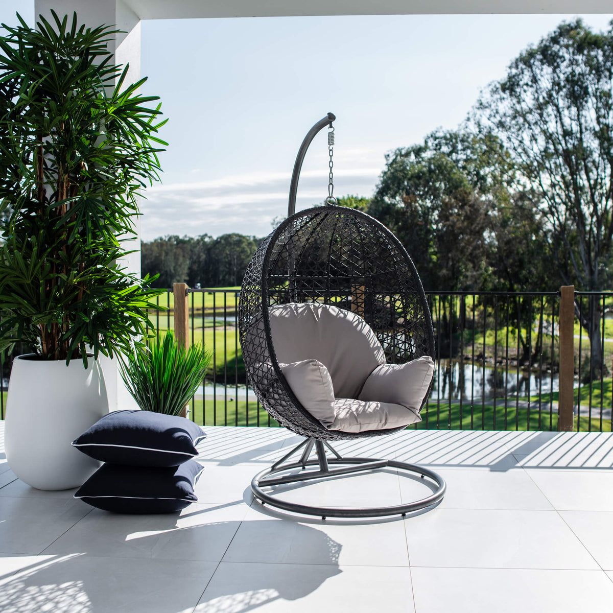 best-outdoor-furniture-Hanging Pod Chair - Outdoor Hanging Chair #color_BLACK