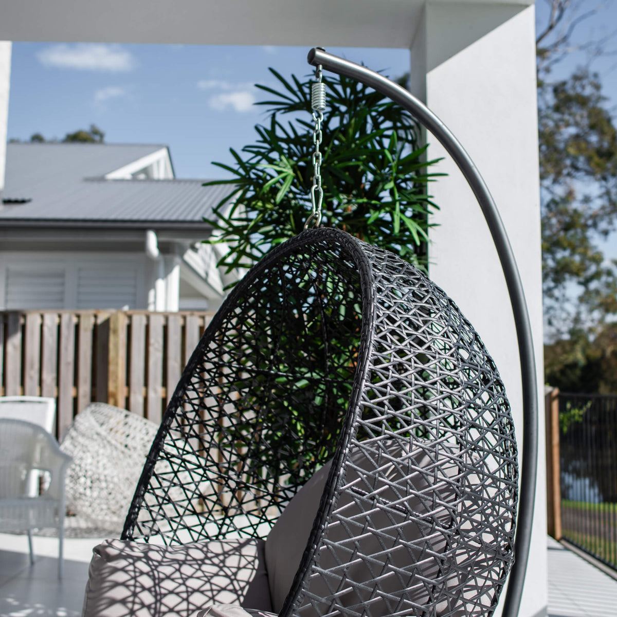 best-outdoor-furniture-Hanging Pod Chair - Outdoor Hanging Chair #color_BLACK