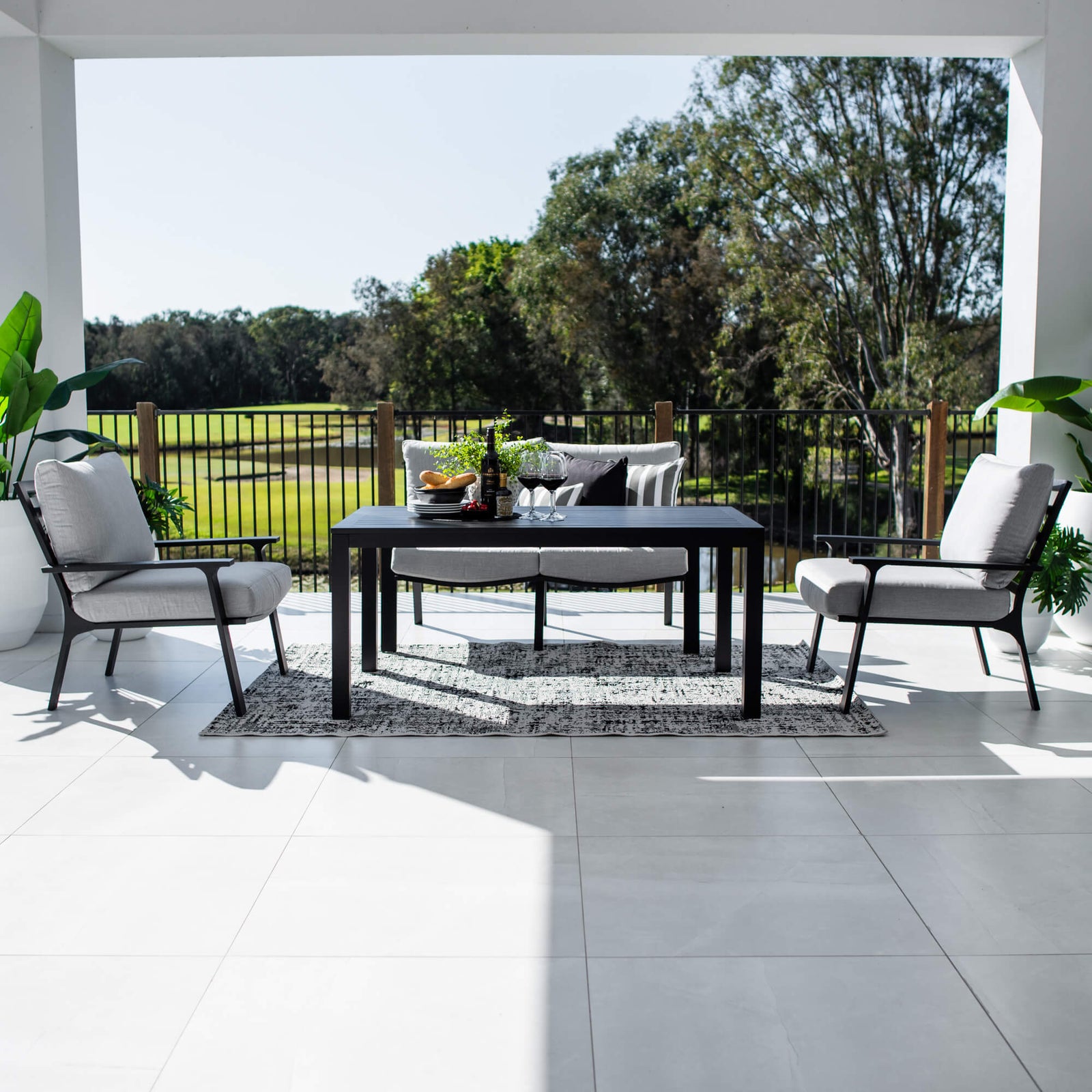 best-outdoor-furniture-Bermuda 2 Low Dining - 4pce - Outdoor Lounge Setting #color_BLACK