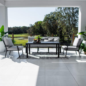 best-outdoor-furniture-Bermuda 3 - 4pce Low Dining Lounge Setting (Sunbrella Fabric) #color_BLACK