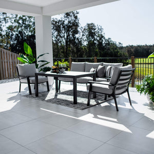 best-outdoor-furniture-Bermuda 3 - 4pce Low Dining Lounge Setting (Sunbrella Fabric) #color_BLACK