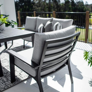 best-outdoor-furniture-Bermuda 3 - 4pce Low Dining Lounge Setting (Sunbrella Fabric) #color_BLACK