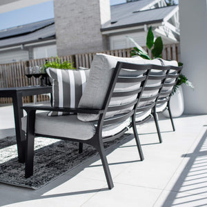 best-outdoor-furniture-Bermuda 3 - 4pce Low Dining Lounge Setting (Sunbrella Fabric) #color_BLACK