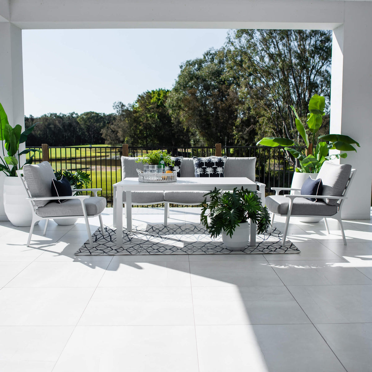 best-outdoor-furniture-Bermuda 3 - 4pce Low Dining Lounge Setting (Sunbrella Fabric) #color_GREY