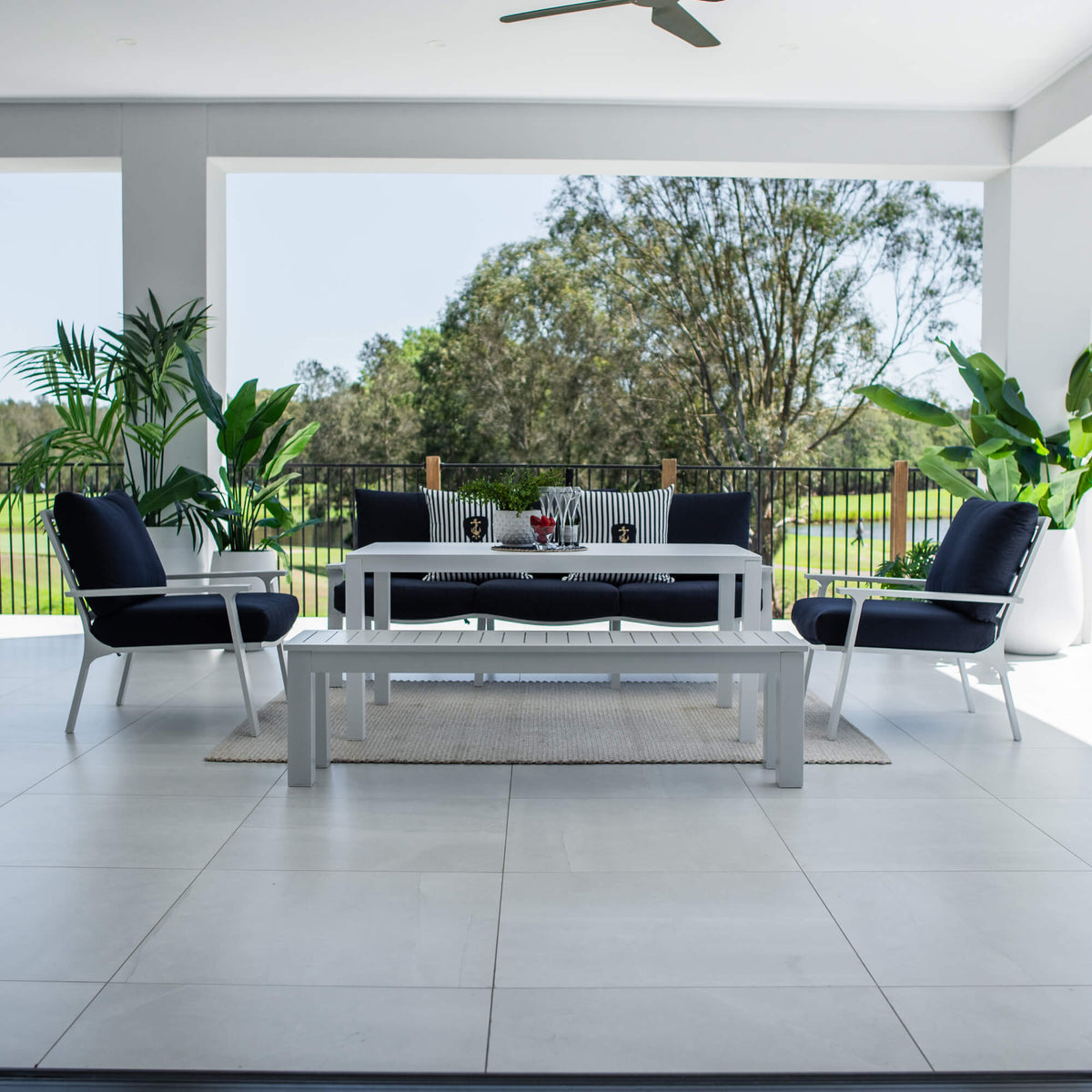 Bermuda 3 - 5pce Low Dining Lounge Setting (Sunbrella Fabric)