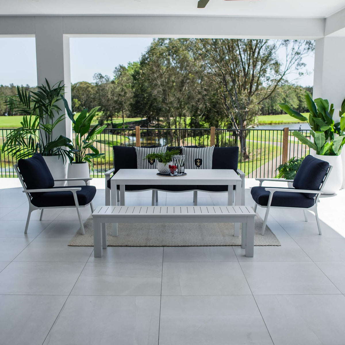 Bermuda 3 - 5pce Low Dining Lounge Setting (Sunbrella Fabric)