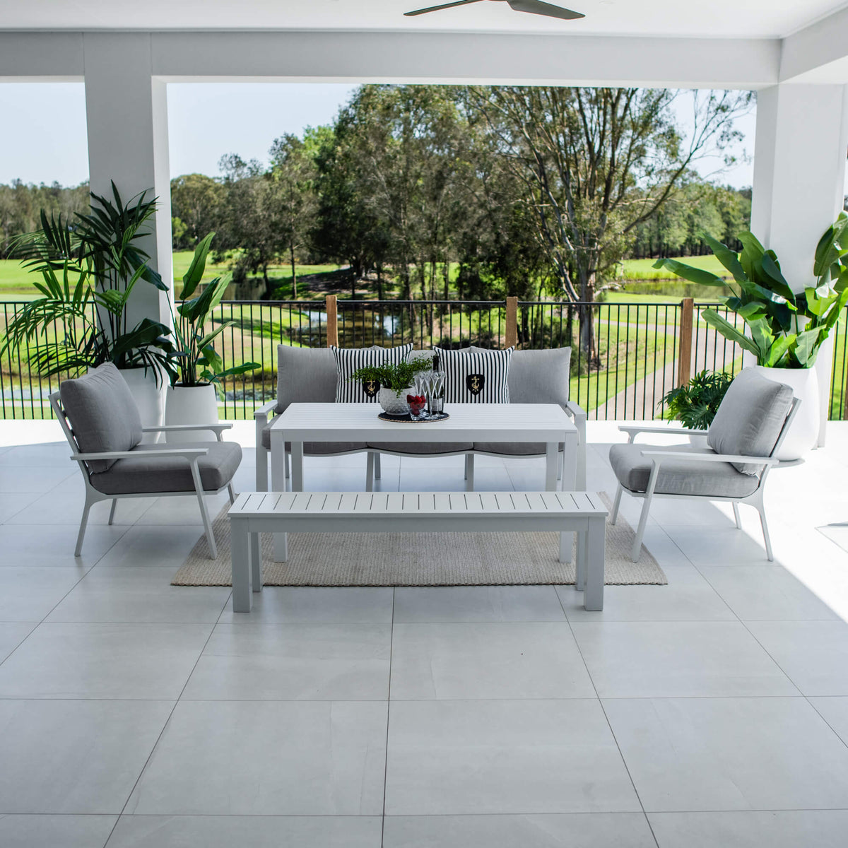 best-outdoor-furniture-Bermuda 3 - 5pce Low Dining Lounge Setting (Sunbrella Fabric) #color_GREY