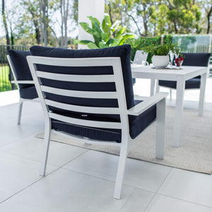 best-outdoor-furniture-Bermuda 3 - 5pce Low Dining Lounge Setting (Sunbrella Fabric) #color_NAVY BLUE