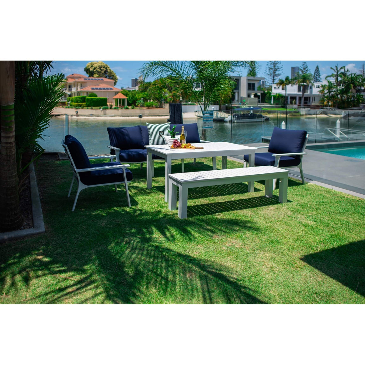 best-outdoor-furniture-Bermuda 3 - 5pce Low Dining Lounge Setting (Sunbrella Fabric)
