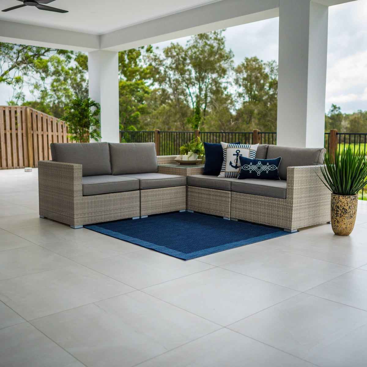 Cuban Modular - 5pce Outdoor Lounge Setting (Bone)