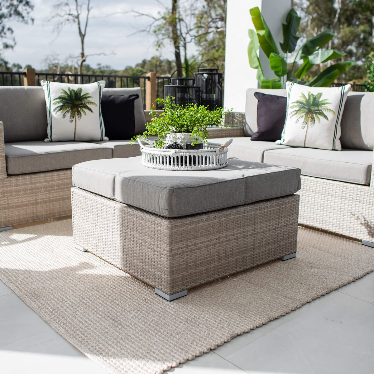 Cuban Modular - 6pce - Bone Outdoor Lounge Setting