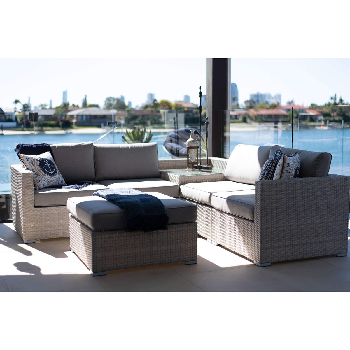 Cuban 6pce Modular - Outdoor Lounge Setting (Bone)