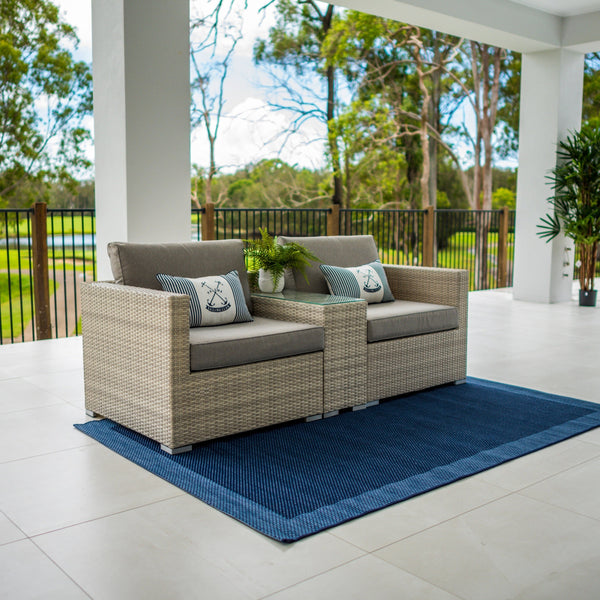 Cuban Modular Jack n Jill 3pce Bone Outdoor Lounge Setting