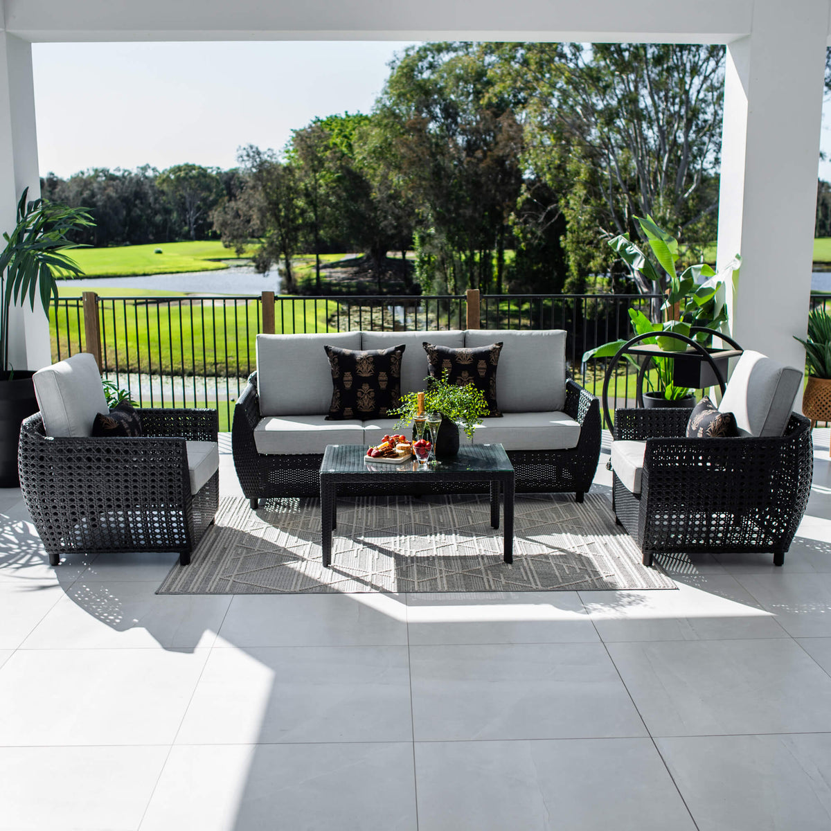 best-outdoor-furniture-Voyage 3 - 4pce - Outdoor Lounge Setting #color_BLACK