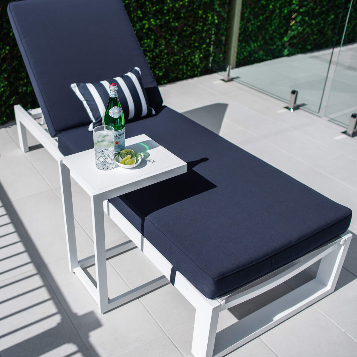 best-outdoor-furniture-Milan Menzin w/Cushion  - Outdoor Sun Lounge #color_WHITE NAVY
