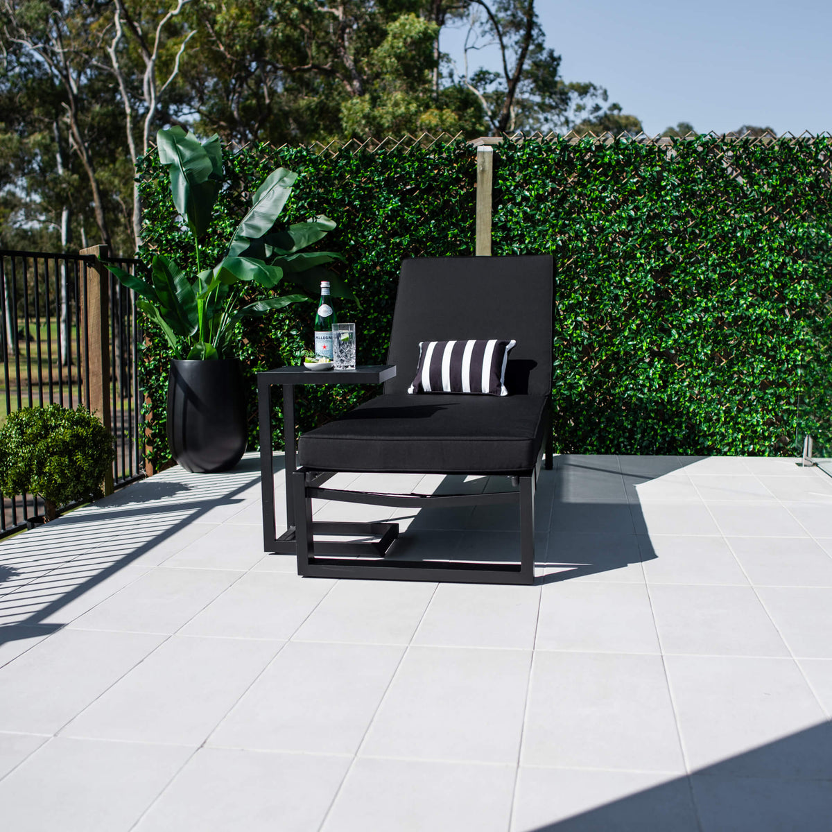 best-outdoor-furniture-Milan Menzin w/Cushion  - Outdoor Sun Lounge #color_BLACK