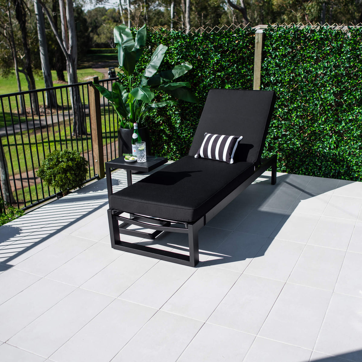 best-outdoor-furniture-Milan Menzin w/Cushion  - Outdoor Sun Lounge #color_BLACK
