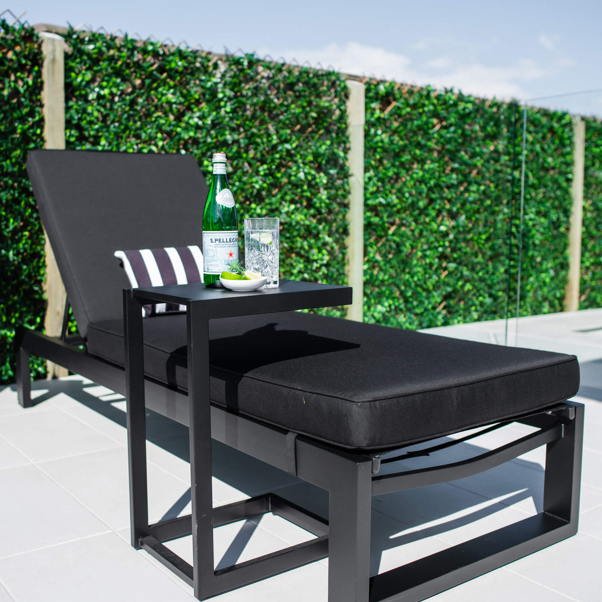 best-outdoor-furniture-Milan Menzin w/Cushion  - Outdoor Sun Lounge #color_BLACK