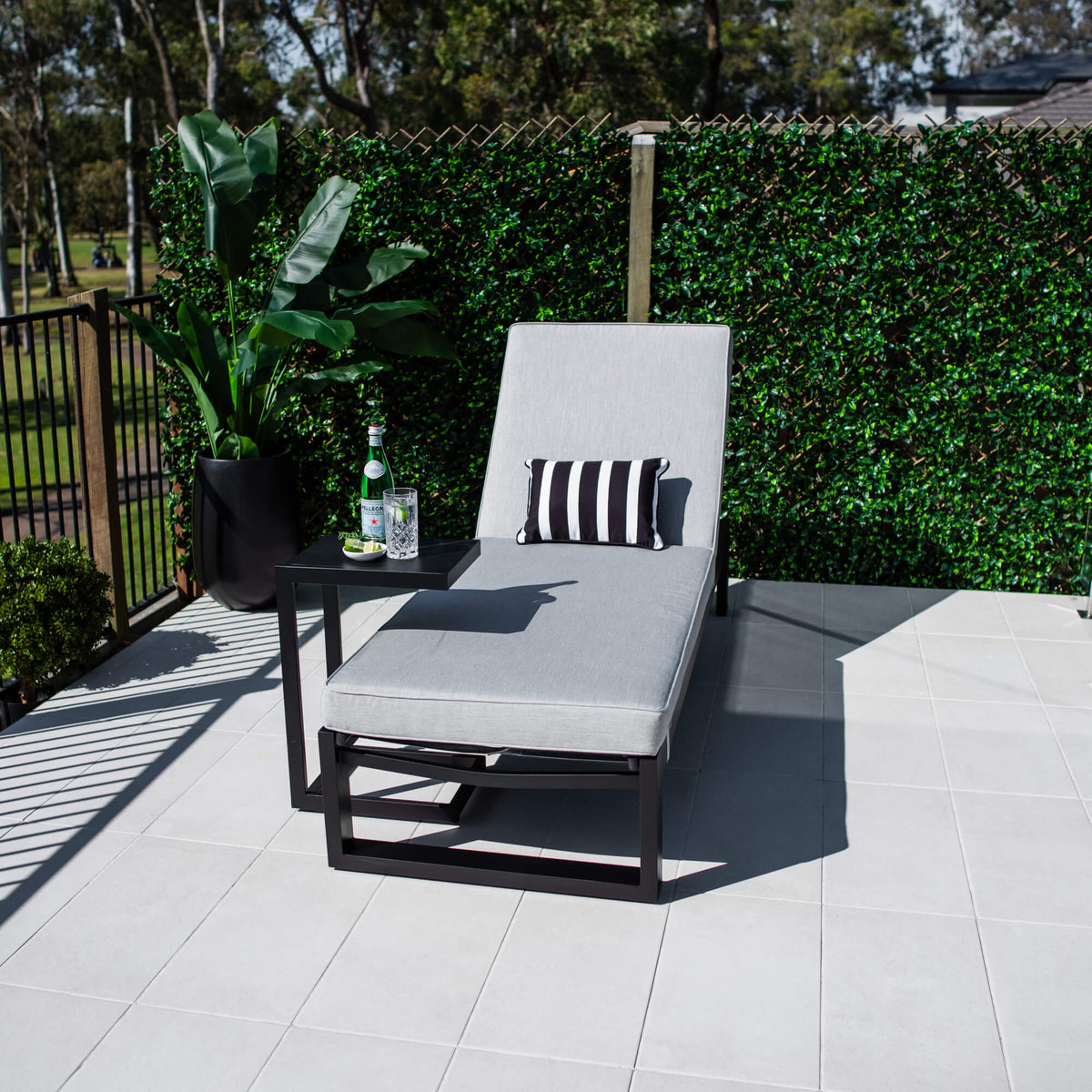 best-outdoor-furniture-Milan Menzin w/Cushion  - Outdoor Sun Lounge #color_GUNMETAL BLACK