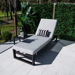 best-outdoor-furniture-Milan Menzin w/Cushion  - Outdoor Sun Lounge #color_GUNMETAL BLACK