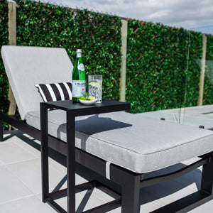 best-outdoor-furniture-Milan Menzin w/Cushion  - Outdoor Sun Lounge #color_GUNMETAL BLACK
