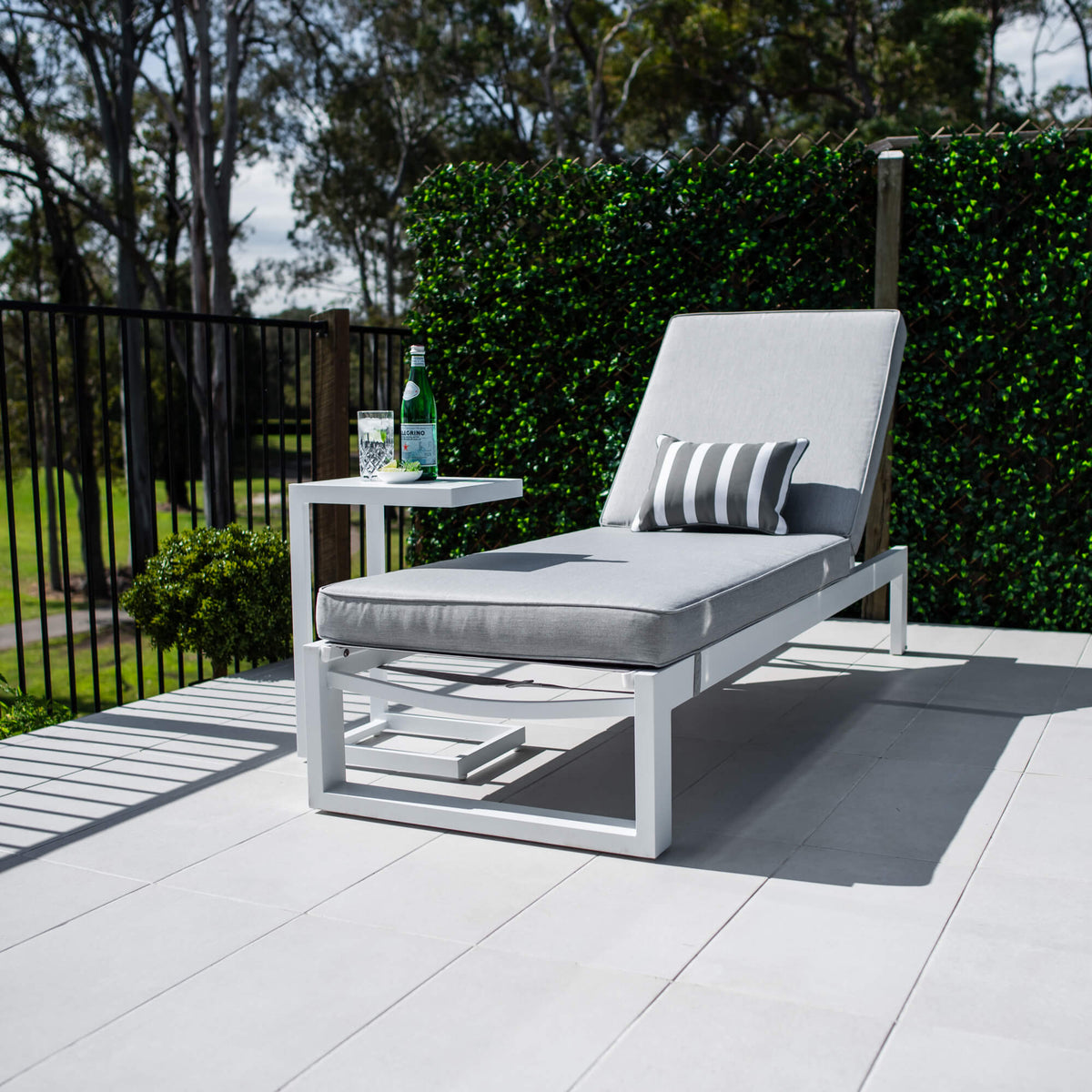 best-outdoor-furniture-Milan Menzin w/Cushion  - Outdoor Sun Lounge #color_WHITE GREY