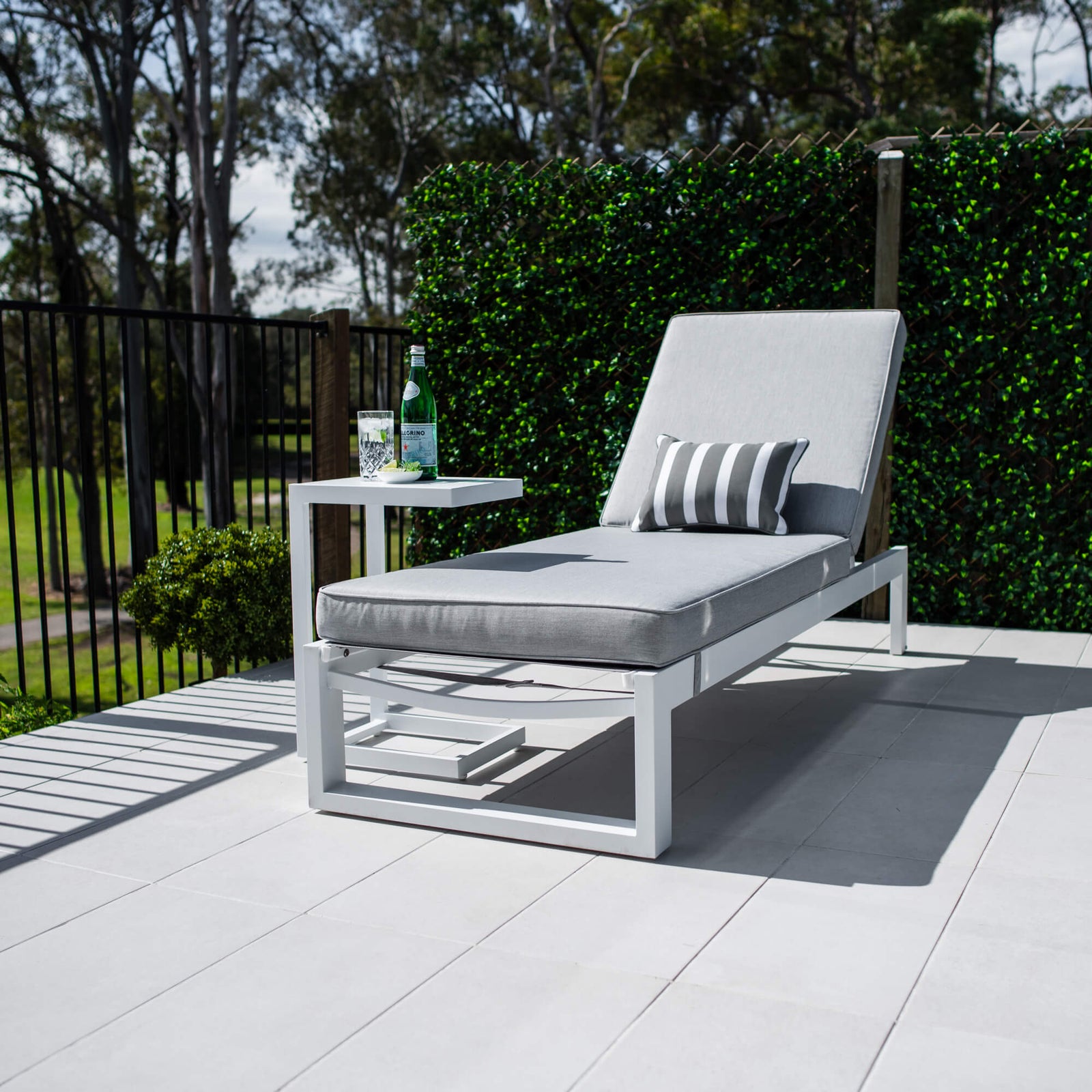 best-outdoor-furniture-Milan Menzin w/Cushion  - Outdoor Sun Lounge #color_WHITE GREY